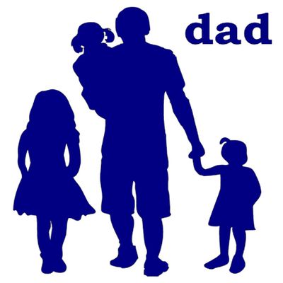 1/4 Sheet - Blue Dad & Kids Silhouette Birthday - D24609 - 2D Edible Cake Cupcake Party Topper