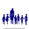 1/4 Sheet - Blue Grandpa & Grand Kids Silhouette Birthday - D24616 - 2D Edible Cake Cupcake Party Topper view 1