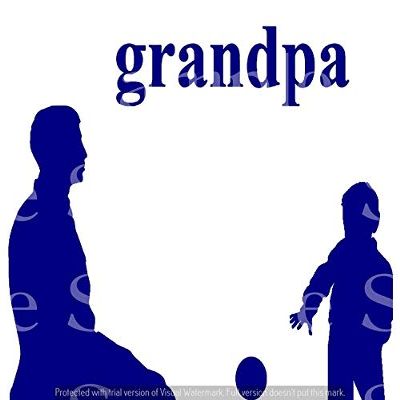 1/2 Sheet - Blue Grandpa & Grand Son Silhouette Birthday - D24617 - 2D Edible Cake Cupcake Party Topper