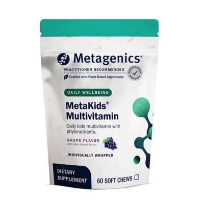 Metagenics MetaKids Multivitamin Soft Chews - Complete Daily Vitamin for Kids* - with Vitamins A, C, D, E & B Complex for Immune, Bone & Growth Support* - 60 Chewable Servings, Grape Flavor
