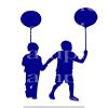 1/2 Sheet - Blue Kids Playing Silhouette Birthday - D24623 - 2D Edible Cake Cupcake Party Topper view 1