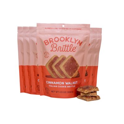Brooklyn Brittle Cinnamon Walnut Crispy Italian Cookie Brittle Snack Buttery Crunch Infused with Warm Cinnamon and Nutty Walnuts Perfect for Coffee Milk and Desserts Packs of 6