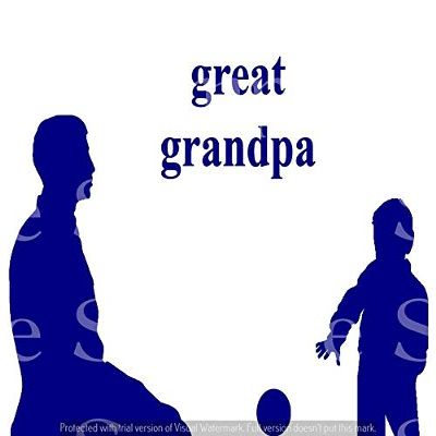 1/2 Sheet - Blue Great Grandpa & Grand Son Silhouette Birthday - D24620 - 2D Edible Cake Cupcake Party Topper