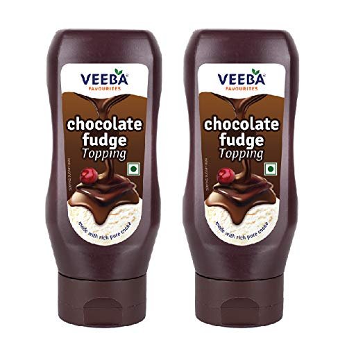 Veeba Chocolate Fudge Topping, 380g - Pack of 2