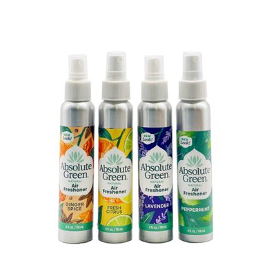 Absolute Green Air Freshener Room Spray, Covers Odor, Variety Pack 4oz (Pack of 4)