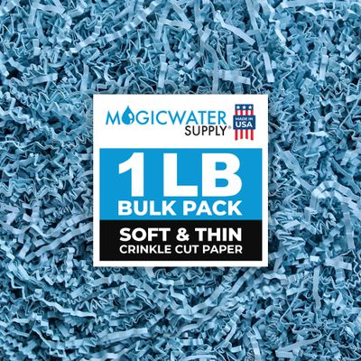 MagicWater Supply - 1 LB - Baby Blue - Soft & Thin Crinkle Cut Paper Shred Filler great for Gift Wrapping, Basket Filling, Birthdays, Weddings, Anniversaries, Valentines Day, and other occasions