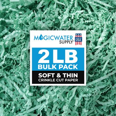 MagicWater Supply Soft & Thin Crinkle Cut Paper - 2 LB - Mint Green - Paper Shred Filler for Gift Wrapping, Basket Filling, Birthdays, Weddings, Anniversaries, Valentines Day, and other occasions