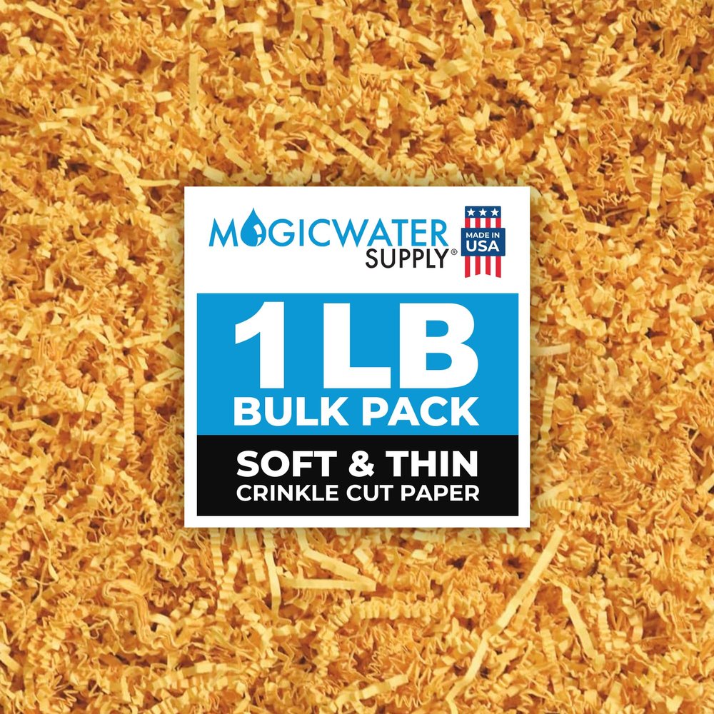 MagicWater Supply - 1 LB - Yellow - Soft & Thin Crinkle Cut Paper Shred Filler great for Gift Wrapping, Basket Filling, Birthdays, Weddings, Anniversaries, Valentines Day, and other occasions