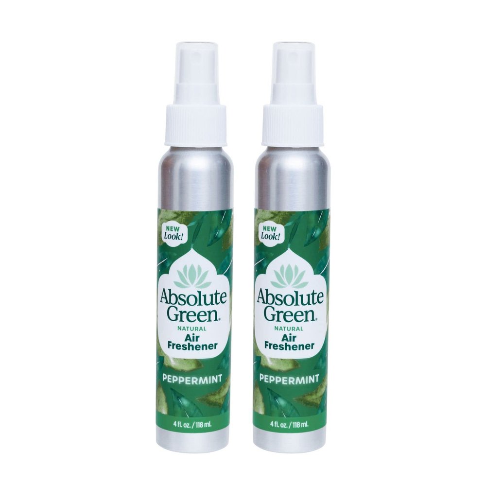 Absolute Green Air Freshener Room Spray, Non-Toxic, Cover Odors, Safe around Kids and Pets, Natural Peppermint Scent 4oz (Pack of 2)