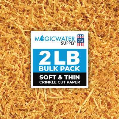 MagicWater Supply Soft & Thin Crinkle Cut Paper - 2 LB - Yellow - Paper Shred Filler for Gift Wrapping, Basket Filling, Birthdays, Weddings, Anniversaries, Valentines Day, and other occasions
