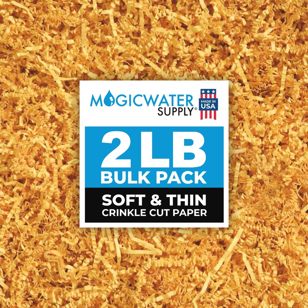 MagicWater Supply Soft & Thin Crinkle Cut Paper - 2 LB - Yellow - Paper Shred Filler for Gift Wrapping, Basket Filling, Birthdays, Weddings, Anniversaries, Valentines Day, and other occasions