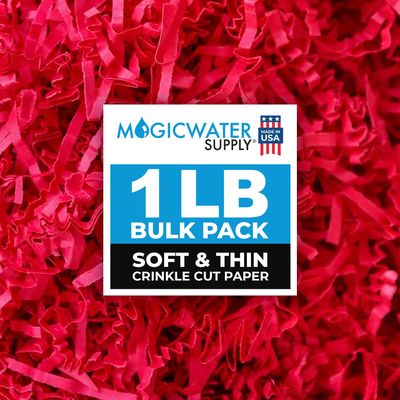 MagicWater Supply - 1 LB - Red - Soft & Thin Crinkle Cut Paper Shred Filler great for Gift Wrapping, Basket Filling, Birthdays, Weddings, Anniversaries, Valentines Day, and other occasions