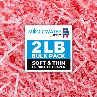 MagicWater Supply Soft & Thin Crinkle Cut Paper - 2 LB - Pink - Paper Shred Filler for Gift Wrapping, Basket Filling, Birthdays, Weddings, Anniversaries, Valentines Day, and other occasions
