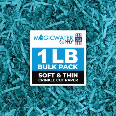 MagicWater Supply - 1 LB - Turquoise - Soft & Thin Crinkle Cut Paper Shred Filler great for Gift Wrapping, Basket Filling, Birthdays, Weddings, Anniversaries, Valentines Day, and other occasions