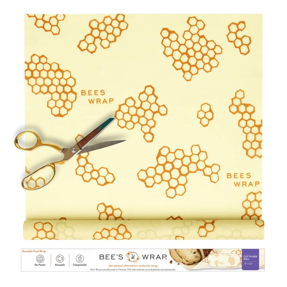 Bee's Wrap Beeswax Wraps for Food - Cut to Size 14x52" Beeswax Wrap Roll - Made in USA Reusable Natural Food Wrap - Honeycomb