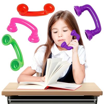 4E's Novelty Whisper Phones for Reading - Pack of 4 - Auditory Feedback, Hear Myself Sound Phone - Accelerate Reading Fluency, Comprehension & Pronunciation - Speech Therapy Materials Toys