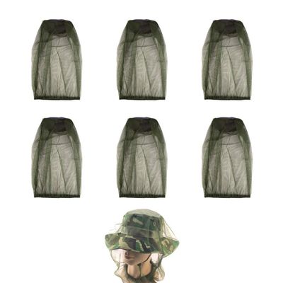 6Pcs Premium Head Net Face Mesh with Extra Fine Holes, Mosquito Hat Mask Head Cover for Camping Hiking Fishing Protecting from Insect Bug Bee Mosquito Gnats