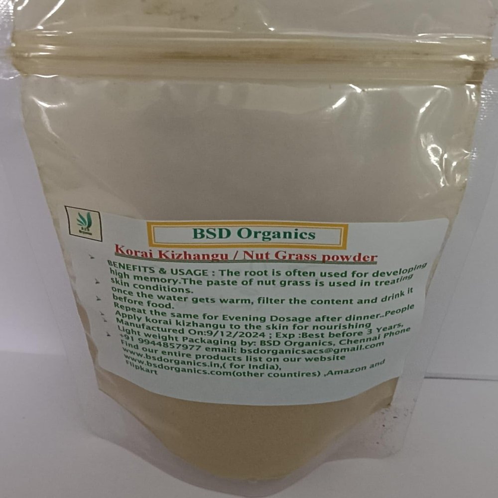 BSD Organics Beauty Korai Kizhangu/Cyperus Rotundus/Nut Grass Powder - 100 Gram / 3.5 Ounce