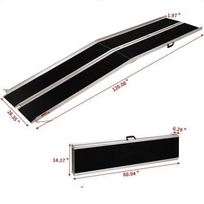 10' Aluminum Folding Loading Wheelchair Scooter Mobility Ramp Portable Non-Slip