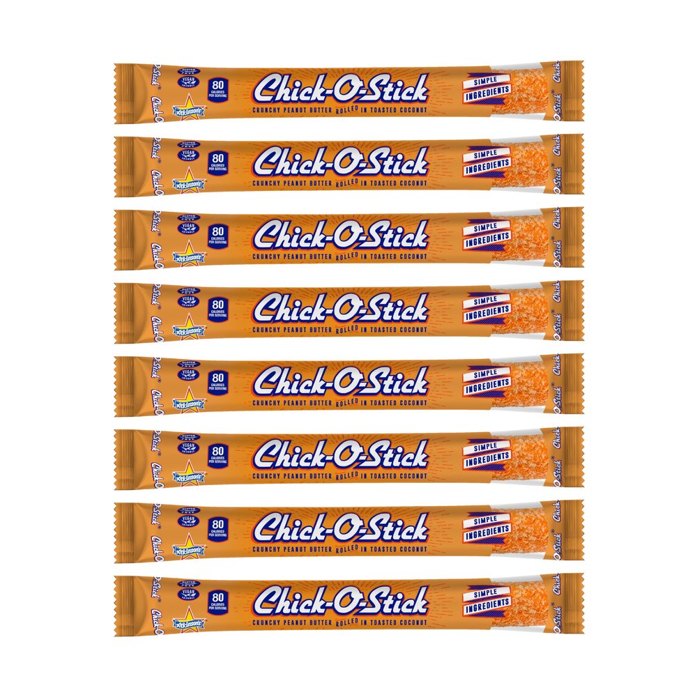 Chick O Stick Candy Bars | 8 Pack | Crunchy Peanut Butter Rolled In Toast Coconut | Peanut Butter Candy | .7 oz Bars | Pack of 8 Bars