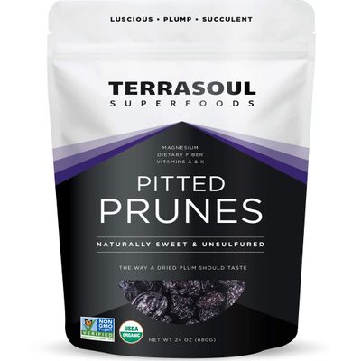 Terrasoul Superfoods Organic Dried Pitted Prunes, 1.5 Lbs - Fiber | Vitamin K | Preservative Free