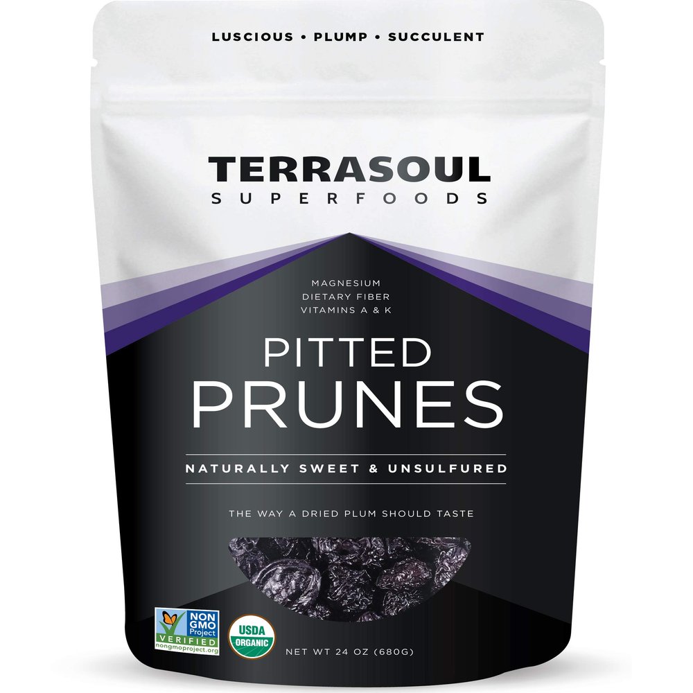 Terrasoul Superfoods Organic Dried Pitted Prunes, 1.5 Lbs - Fiber | Vitamin K | Preservative Free