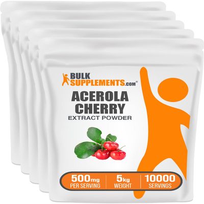 BulkSupplements.com Acerola Cherry Extract Powder - Natural Vitamin C Supplement, Acerola Cherry Powder - Vegan & Gluten Free, 500mg per Serving, 1kg (2.2 lbs) (Pack of 5)