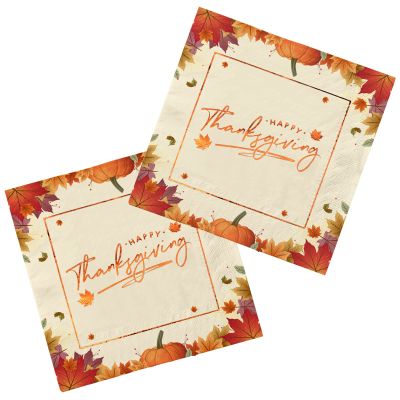 Gatherfun Thanksgiving Party Supplies Maple Leaves Disposable Paper Napkins for Thanksgiving Dinner Party Fall Party Decorations 50 Pack