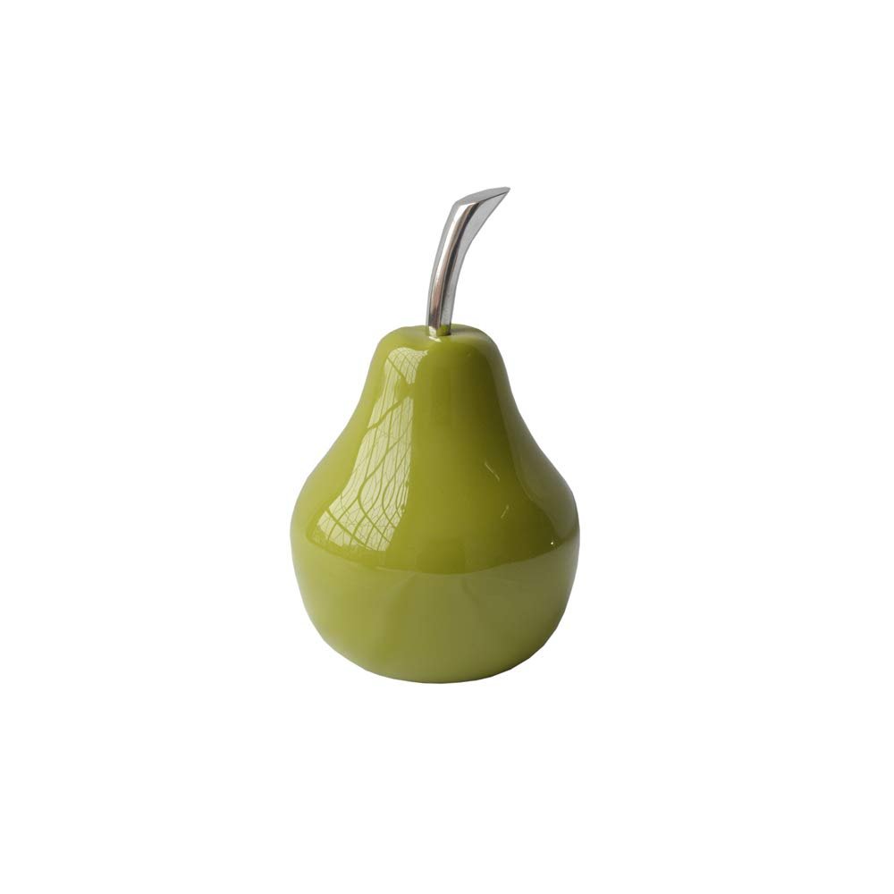HomeRoots 4.25" X 4.25" X 7" Green Aluminum Small Pear