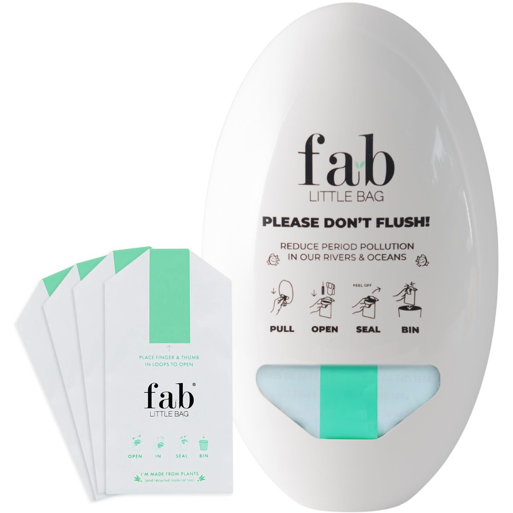 Fab Little Bag Feminine Hygiene Disposable Bags Set for Tampons and Sanitary Pads, Feminine Care Products Kit, Comes with 100 Bags and the Dispenser