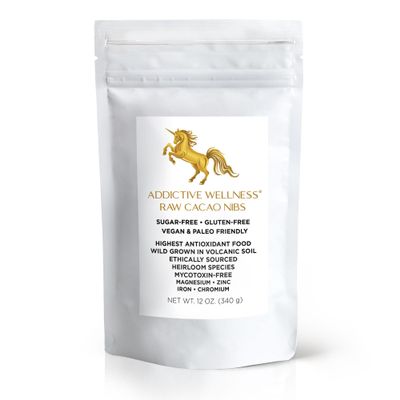 Addictive Wellness Raw Cacao Nibs - Heirloom Mycotoxin-Free Arriba Nacional Chocolate Fermented Cocoa