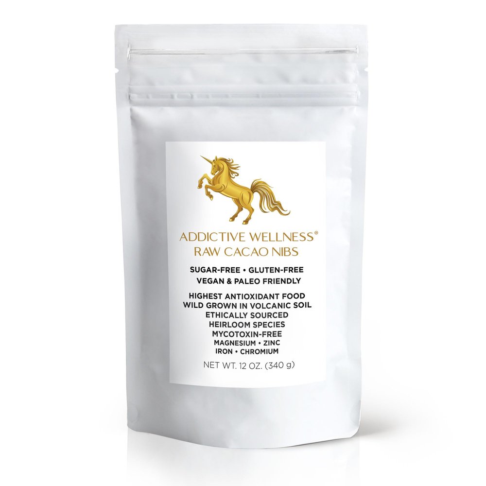 Addictive Wellness Raw Cacao Nibs - Heirloom Mycotoxin-Free Arriba Nacional Chocolate Fermented Cocoa