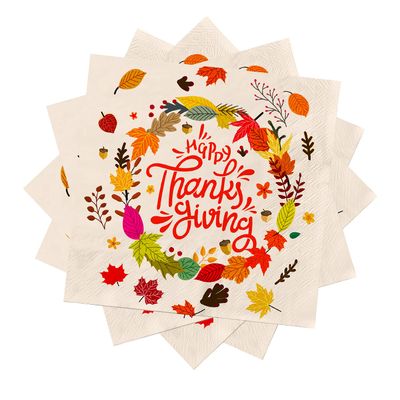 Gatherfun Thanksgiving Party Supplies Fallen Leaves Disposable Paper Napkins for Happy Thanksgiving Dinner Party Fall Party Decorations 50 Pack