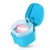 KISEER Light Blue Denture Bath Case Cup Box Holder Storage Soak Container with Strainer Basket for Travel Cleaning view 1