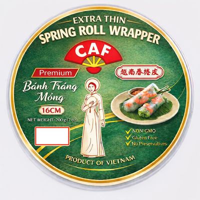CAF Premium Spring Roll Wrapper, Fresh Rice Paper, Spring Roll Wrappers 14oz (16cm)