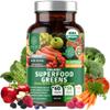 USDA Organic Superfood Greens [28 Powerful Ingredients] Natural Super Greens Capsules, Fruit and Veggie Supplement with Alfalfa, Beet Root and Ginger to Support Energy and Immunity, 60 Tablets view 1