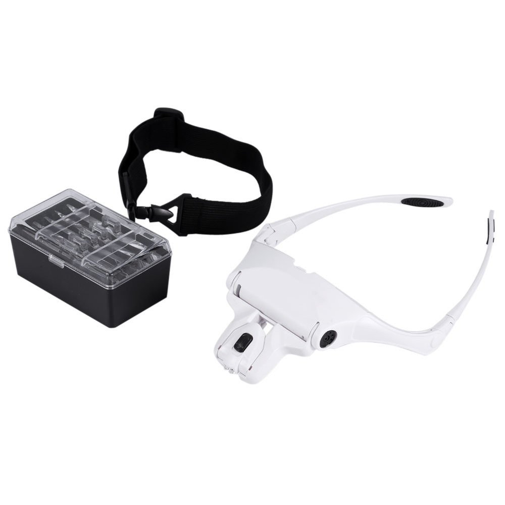 Head Magnifier Glasses with Light, 5 Lens Headset Magnifier for Jewelers Crafts Watch Repair Circuit Reading Aid