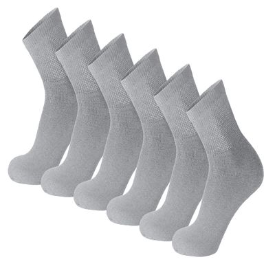 6 Pack of Mens Diabetic Quarter Length Athletic Sport Ankle Socks King Size (Gray, 13-16)
