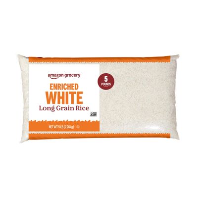 Amazon Grocery, Enriched White Long Grain Rice, 5 Lb