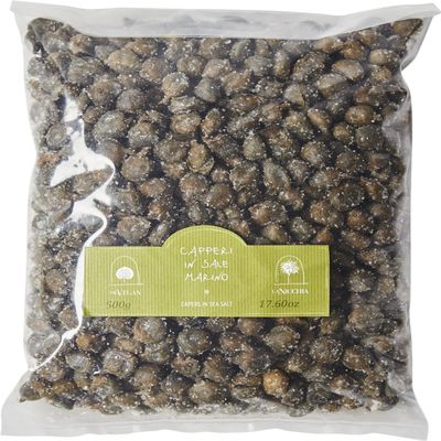 Capers in Sea Salt - La Nicchia - Pantelleria Island, Sicily - 500g