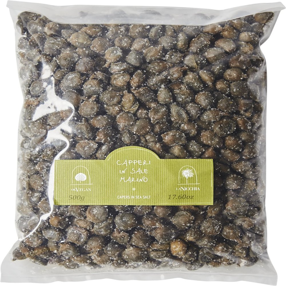 Capers in Sea Salt - La Nicchia - Pantelleria Island, Sicily - 500g