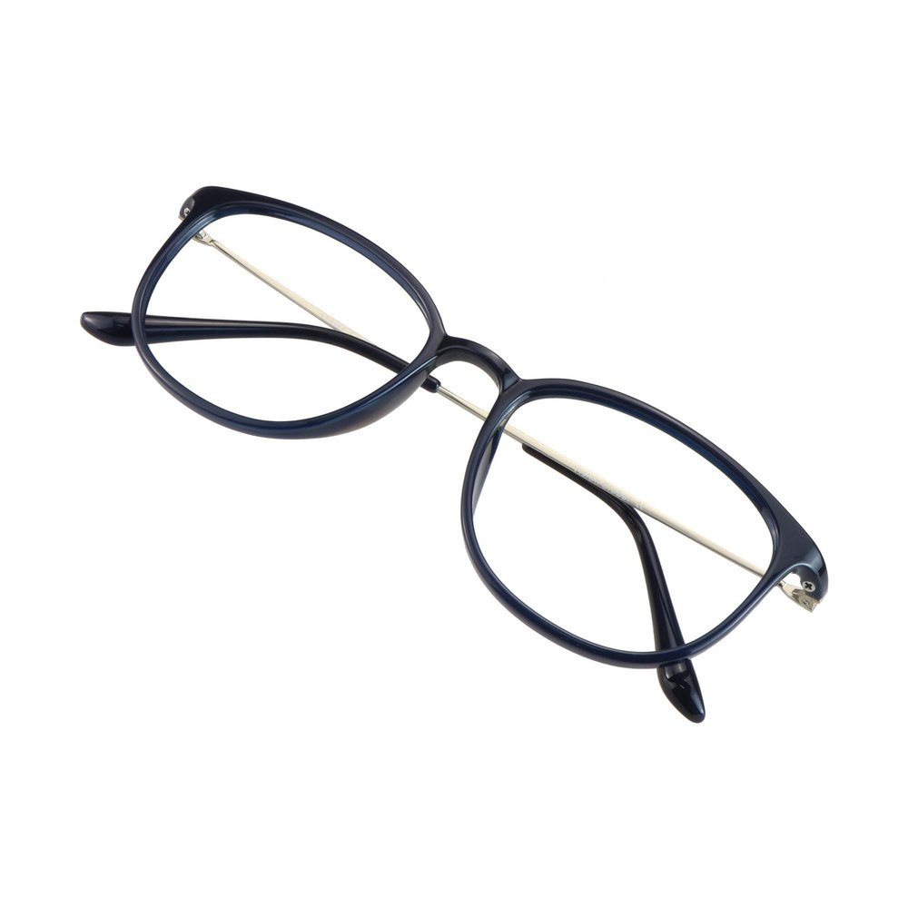 VisionGlobal Blue Light Blocking Glasses for Women/Men, Anti Eyestrain, Computer Reading, TV Glasses, Stylish Square Frame, Anti UV, Anti Glare(Navy,+0.25 Magnification)