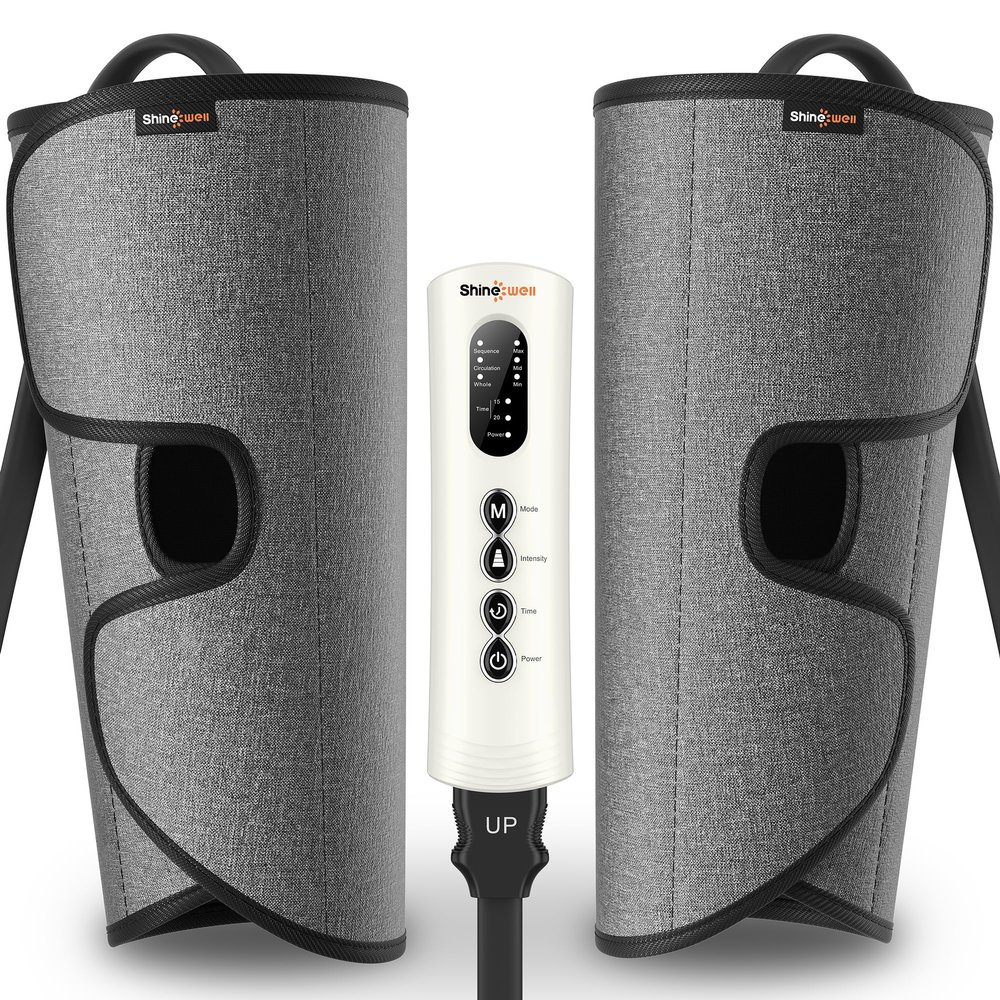 SHINE WELL Calf Massager for Circulation, Leg Compression Massager for Circulation and Pain Relief fsa with 3 Modes 3 Intensities 2 Timing, for Restless Legs Syndrome Relief