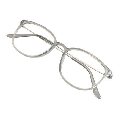 VisionGlobal Blue Light Blocking Glasses for Women/Men, Anti Eyestrain, Computer Reading, TV Glasses, Stylish Square Frame, Anti Glare (Clear Gray, +3.00 Magnification)