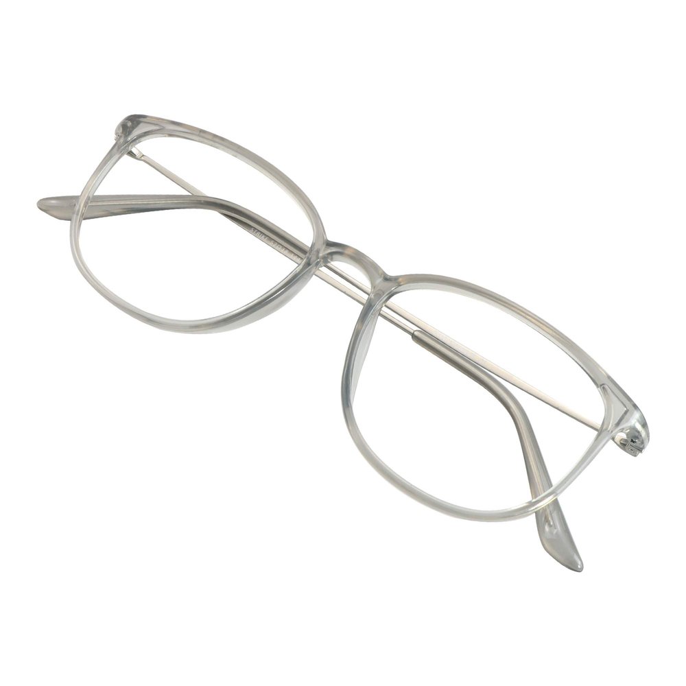 VisionGlobal Blue Light Blocking Glasses for Women/Men, Anti Eyestrain, Computer Reading, TV Glasses, Stylish Square Frame, Anti Glare (Clear Gray, +3.00 Magnification)