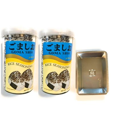 2 Pack Goma Shio Rice Seasoning 2.8 Oz And 2 Soy Sauce Dish