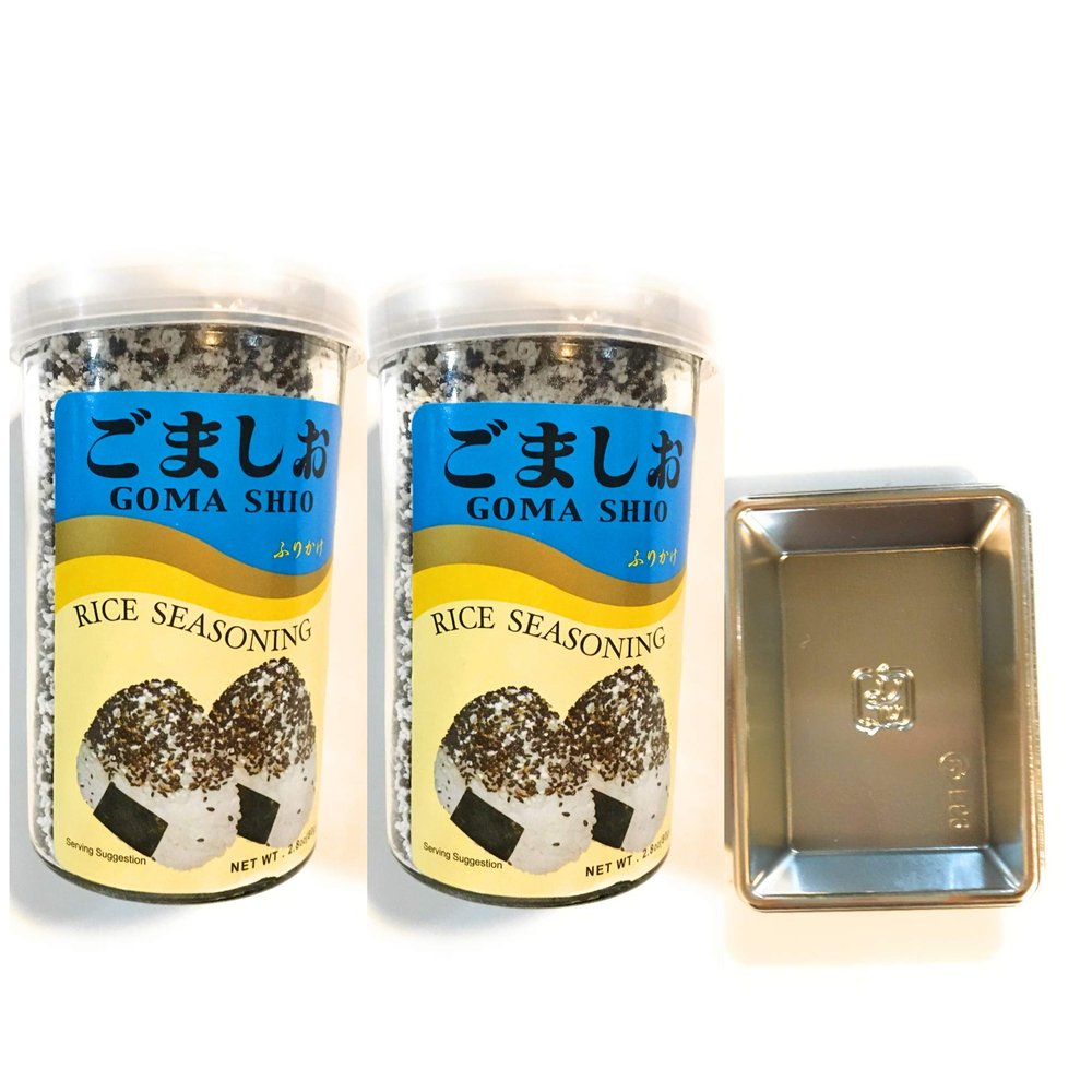 2 Pack Goma Shio Rice Seasoning 2.8 Oz And 2 Soy Sauce Dish