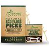 Natural Dental Floss Picks - Eco Friendly Cruelty Free & Vegan Tooth Flossers Pick Set with BPA Free Handle & Zero Waste Packaging - 200 Pack (Mint Flavored) view 1