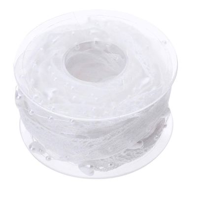 EXCEART 1Pc Favor lace for Crafts Organza Lace Ribbon Trims Artificial Bead Pearl Ribbon Cake Decorating Polyester Ribbons Sewing Cake Toppers Festival Lace Belt Wedding White Biscuit Box