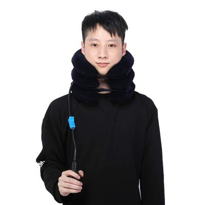Portable Ergonomic Neck Cervical Traction Instrument Inflatable Neck Pillow Collar Relief for Chronic Neck Pain Spine Alignment (Blue)
